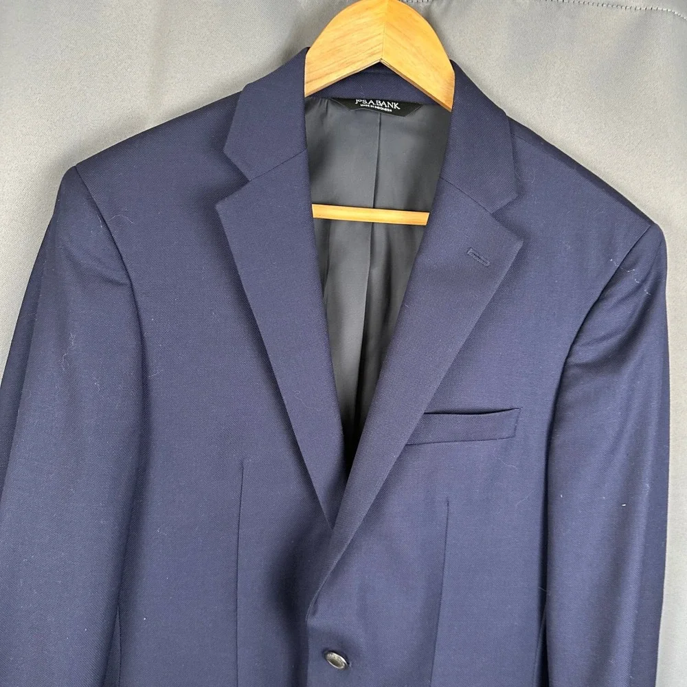 Jos. A. Bank Traveler Navy Blue 100% Wool Blazer Jacket Mens 38 Long 324001
